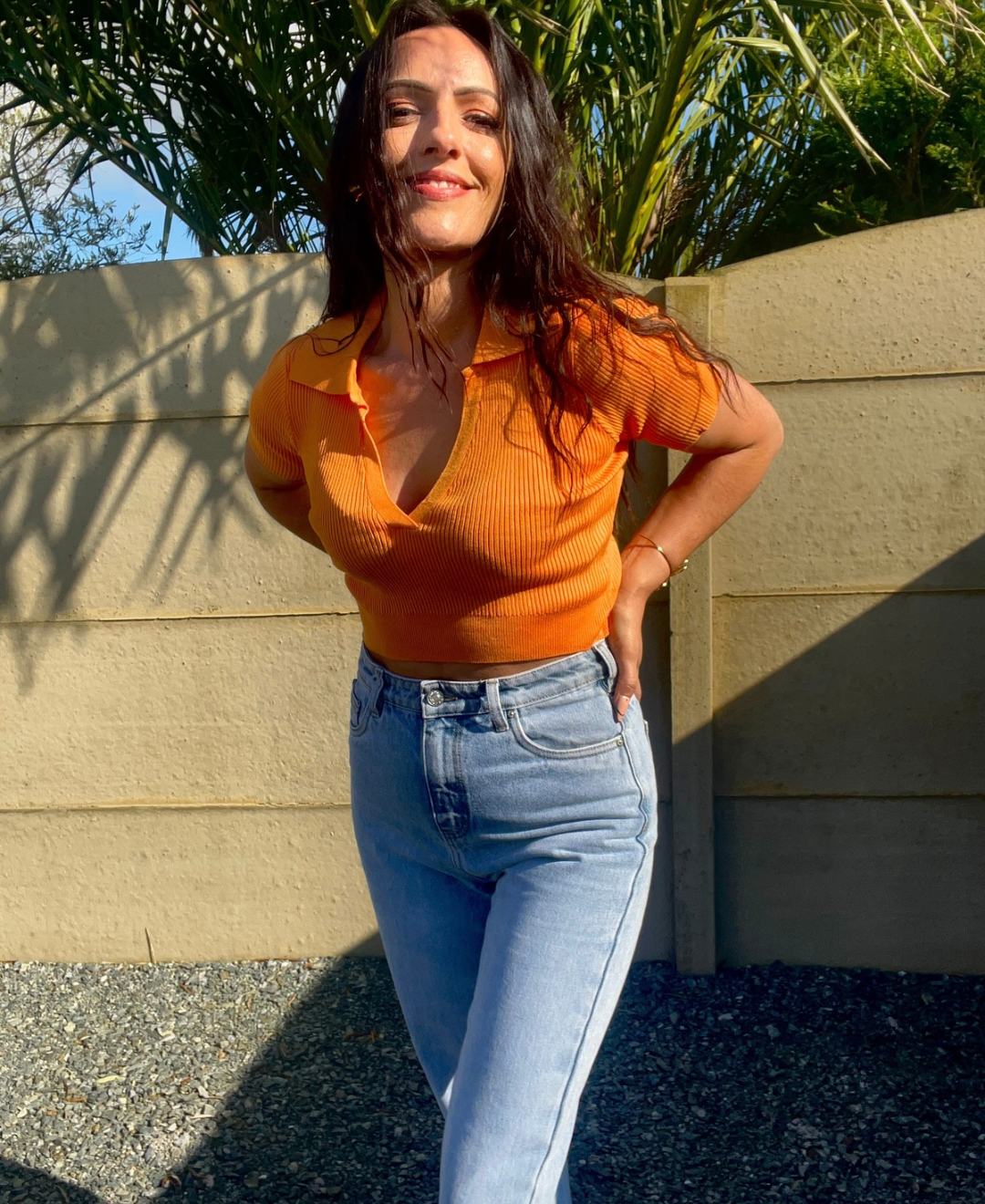 CROP POLO ORANGE