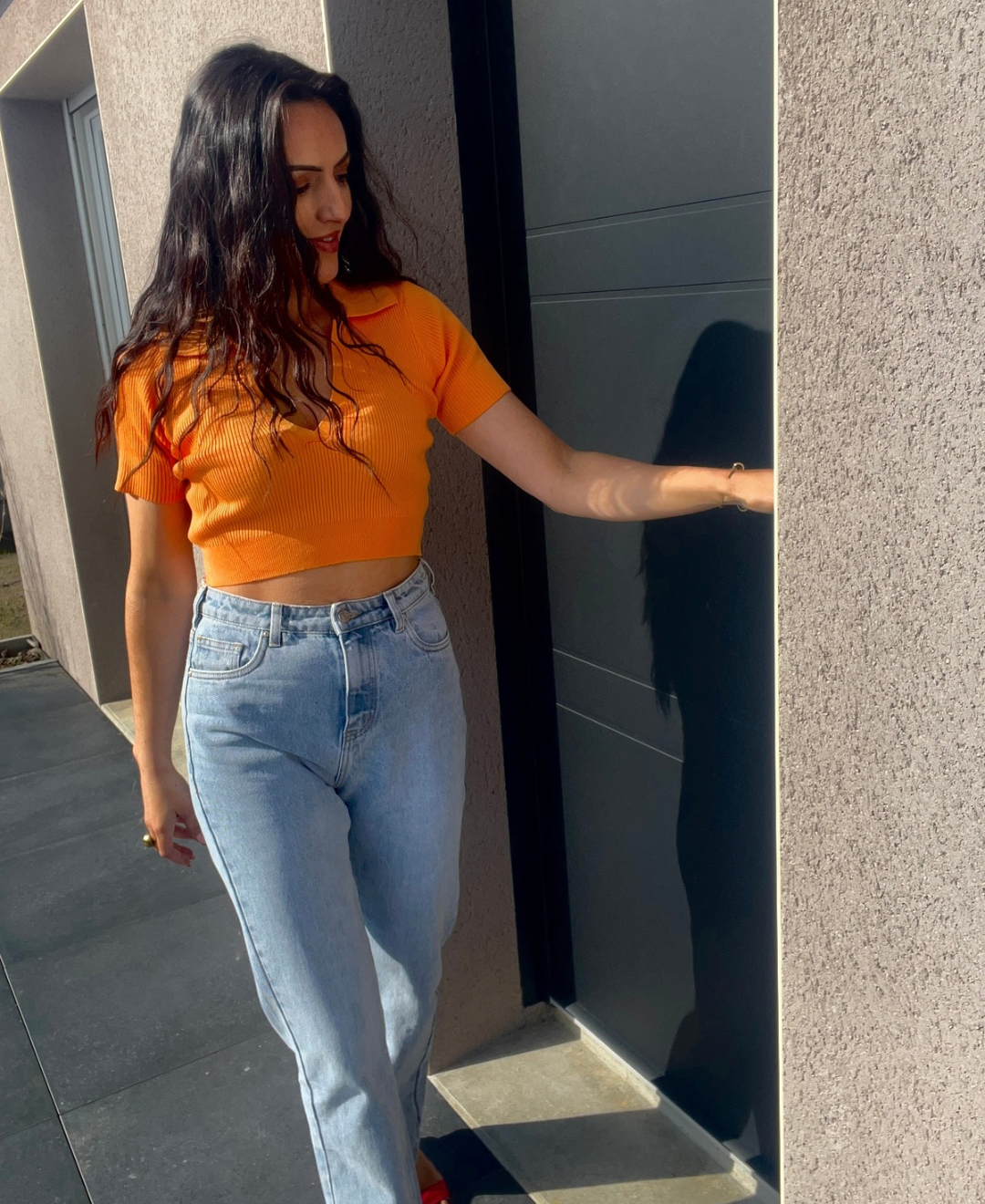 CROP POLO ORANGE